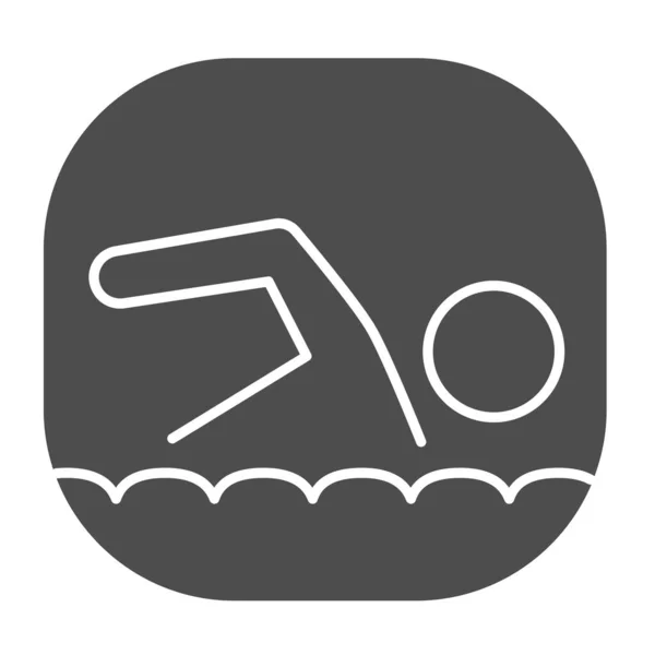 Schwimmer solides Symbol, nautisches Konzept, Mann schwimmt im Zeichen des Meeres auf weißem Hintergrund, Schwimm-Symbol im Glyphen-Stil für mobiles Konzept und Webdesign. Vektorgrafik. — Stockvektor