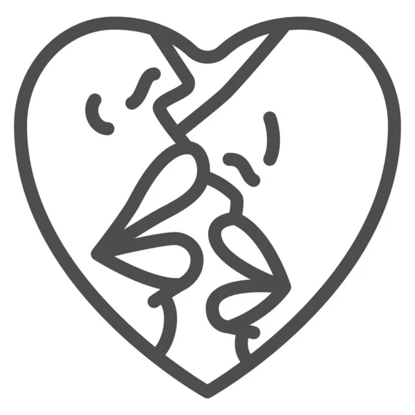 Λεσβιακό εικονίδιο γραμμή φιλί, γυναίκα έννοια αγάπη, λεσβιακό ζευγάρι υπογράψει σε λευκό φόντο, Δύο νεαρά κορίτσια φιλιά εικονίδιο σε περίγραμμα στυλ για την κινητή έννοια και web design. Διανυσματικά γραφικά. — Διανυσματικό Αρχείο