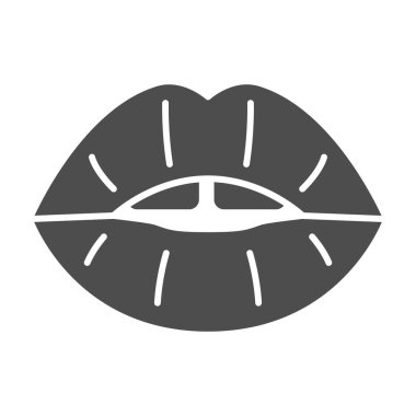 Seksi dudaklar katı ikonu öper, cinsel azınlık konsepti, beyaz arka planda erotik ağız işareti, mobil konsept ve web tasarımı için glifli dudak simgesi. Vektör grafikleri.