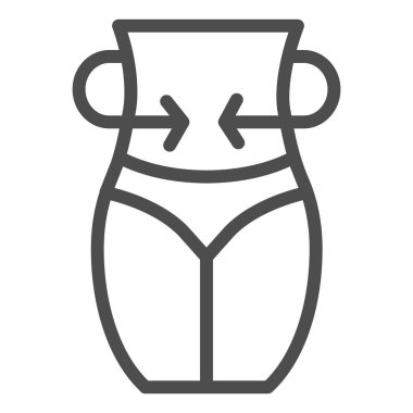 Oklar çizgisi ikonu, güzellik konsepti, beyaz arka planda ince kadın figürü, mobil konsept ve web tasarımı için ok ikonlu ince bel. Vektör grafikleri.
