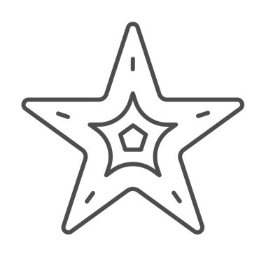 Denizyıldızı ince çizgi ikonu, denizcilik konsepti, beyaz arka planda seastar işareti, mobil konsept ve web tasarımı için ana hatlı deniz yıldızı ikonu. Vektör grafikleri.