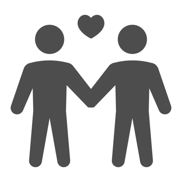 Gay ζευγάρι στερεό εικονίδιο, ΛΟΑΤ έννοια, Δύο άνδρες με την καρδιά σημάδι σε λευκό φόντο, ομοφυλόφιλο ζευγάρι εικονίδιο σε glyph στυλ για την κινητή έννοια και web design. Διανυσματικά γραφικά. — Διανυσματικό Αρχείο