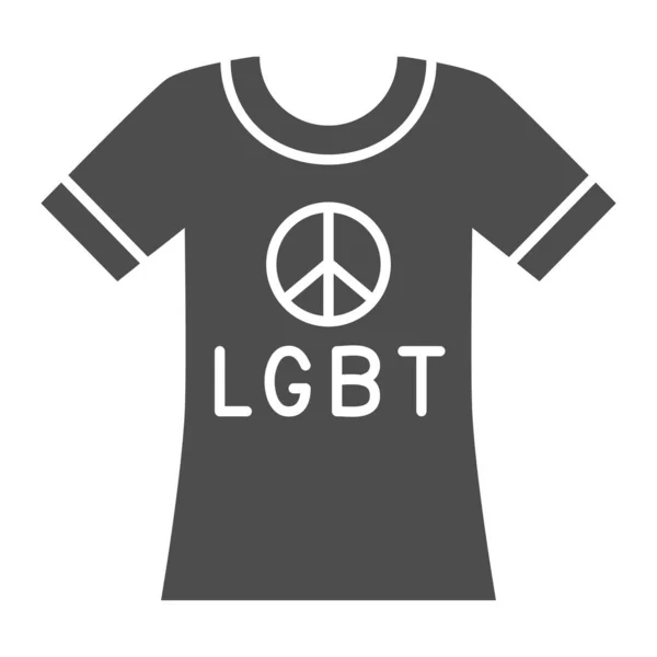 T-shirt avec symbole pacifisme et texte lgbt icône solide, concept LGBT, tissu avec affiche lesbienne pride sur fond blanc, icône de t-shirt en style glyphe pour mobile, web. Graphiques vectoriels . — Image vectorielle