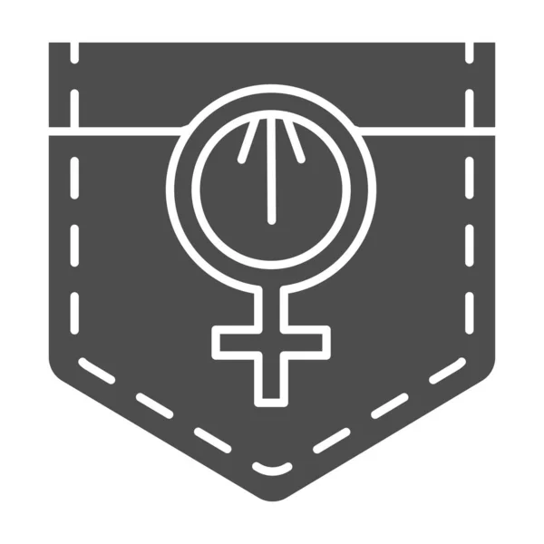 Panneau lesbien sur icône solide de poche, concept LGBT, symbole lesbien sur fond blanc, panneau femelle sur icône de poche de jean dans le style glyphe pour concept mobile et design web. Graphiques vectoriels . — Image vectorielle