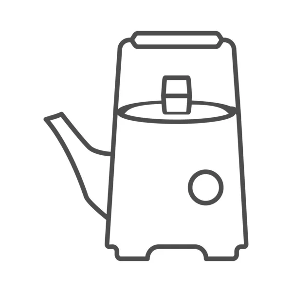 Icône de ligne mince de cafetière en céramique, concept de cérémonie du thé chinois, panneau de théière en forme droite sur fond blanc, icône d'ustensiles de cuisine de style asiatique dans le style contour pour mobile et web. Graphiques vectoriels . — Image vectorielle