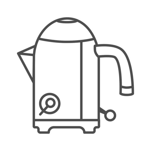 Icône de ligne mince de bouilloire électrique moderne, concept d'appareils ménagers, panneau chauffe-eau en acier électrique sur fond blanc, icône de théière électrique dans le style de contour pour mobile. Graphiques vectoriels . — Image vectorielle