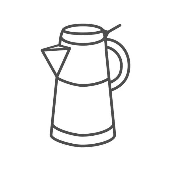 Geyser coffee maker thin line icon, morning coffee conception, Turkish coffee kettle sign on white background, Moka pot icon in outline style for mobile concept and web design. 벡터 그래픽. — 스톡 벡터