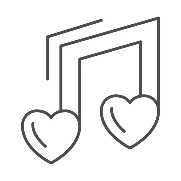 愛の音楽ノート細い線のアイコン、自由な愛の概念、白い背景にハートサイン付きの音楽ノート、モバイルコンセプトとウェブデザインのアウトラインスタイルでお気に入りの音楽アイコン。ベクトルグラフィックス. — ストックベクタ