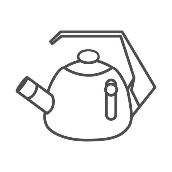 Свистящий чайник тонкая линия значок, кухня концепция, классический стиль чайник знак на белом фоне, чайник со свистом и ручкой значок в набросок стиль для мобильных телефонов, веб-дизайн. Векторная графика . — стоковый вектор