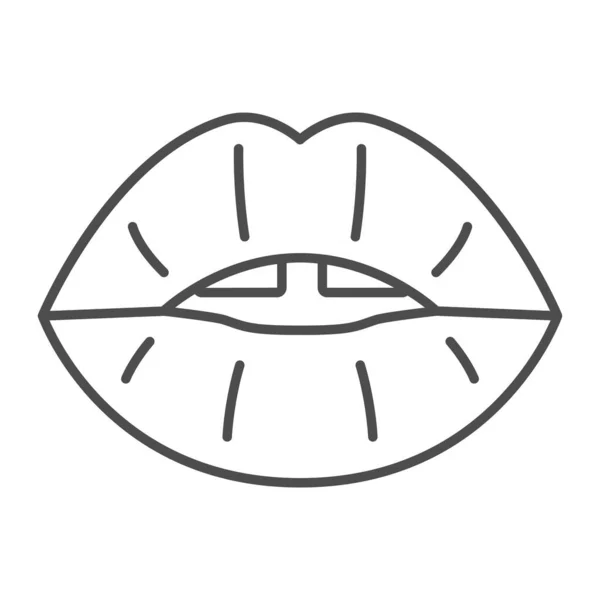 Sexy lips kiss thin line icon, sexual minoritie concept, Erotic open mouth sign on white background, LGBT lips icon in outline style for mobile concept and web design. Vektorgrafik. — Stockvektor