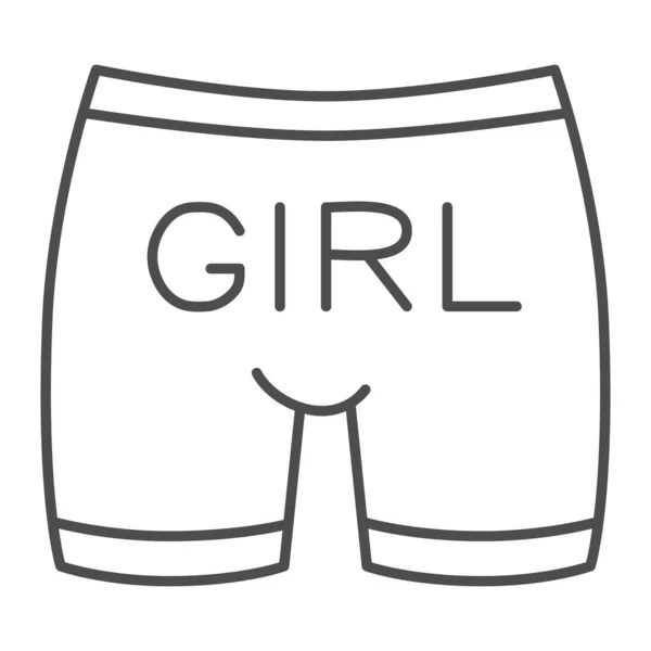 Gay underpants thin line icon, LGBT cloth concept, Man underwear with text girl sign on white background, male pants icon in outline style for mobile concept and web design. Vector graphics. — Stock Vector