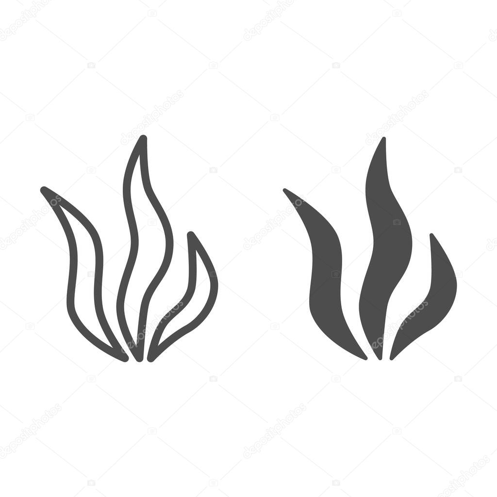 Seaweed line and solid icon, ocean concept, algae sign on white background, Underwater sea plants icon in outline style for mobile concept and web design. Vector graphics