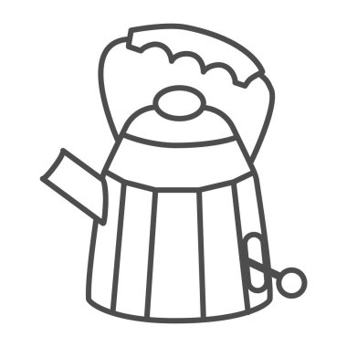 Klasik elektrikli çaydanlık çizgisi ikonu, mutfak aletleri konsepti, beyaz arka planda çaydanlık tabelası, mobil tasarım için ana hatlı mutfak çaydanlığı ikonu. Vektör grafikleri.