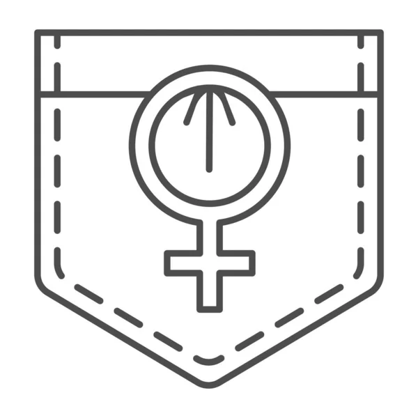 口袋细线图标上的女同性恋标志、 LGBT概念、白色背景上的女同性恋标志、用于移动概念和网页设计的轮廓风格的牛仔裤口袋图标上的女性标志。矢量图形. — 图库矢量图片