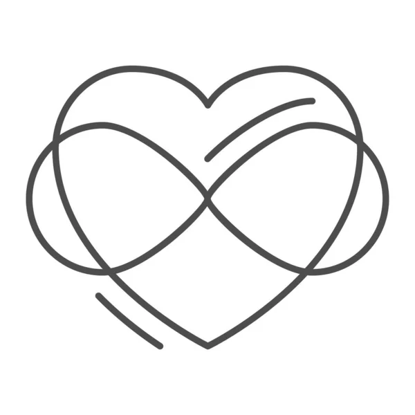 Kalp şeklindeki sonsuzluk işareti ince çizgi ikonu, serbest aşk kavramı, beyaz arka planda sonsuzluk işareti, hareketli ve web için sınırsız işareti olan iç içe geçmiş kalp. Vektör grafikleri. — Stok Vektör