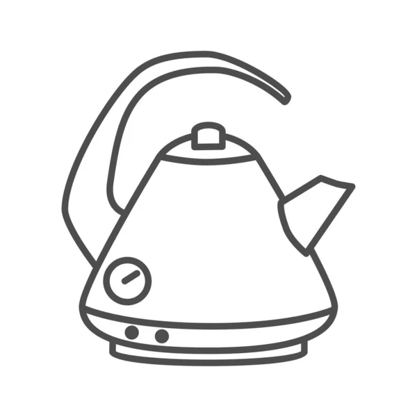 Bouilloire électrique icône de ligne mince, concept d'accessoire de cuisine, bouilloire dans le signe de style classique sur fond blanc, bouilloire pour faire l'icône de thé dans le style contour pour mobile, web. Graphiques vectoriels . — Image vectorielle