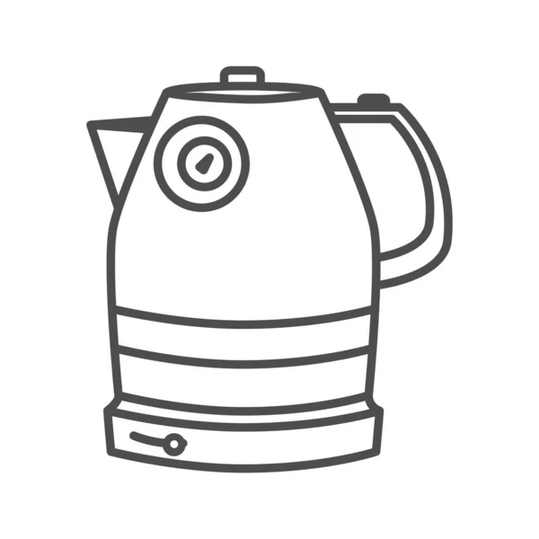 Иконка тонкой линии электрочайника, концепция бытовой техники, знак Teakettle на белом фоне, электрический чайник для нагрева иконки воды в очертаниях стиля для мобильных устройств, веб-дизайн. Векторная графика . — стоковый вектор