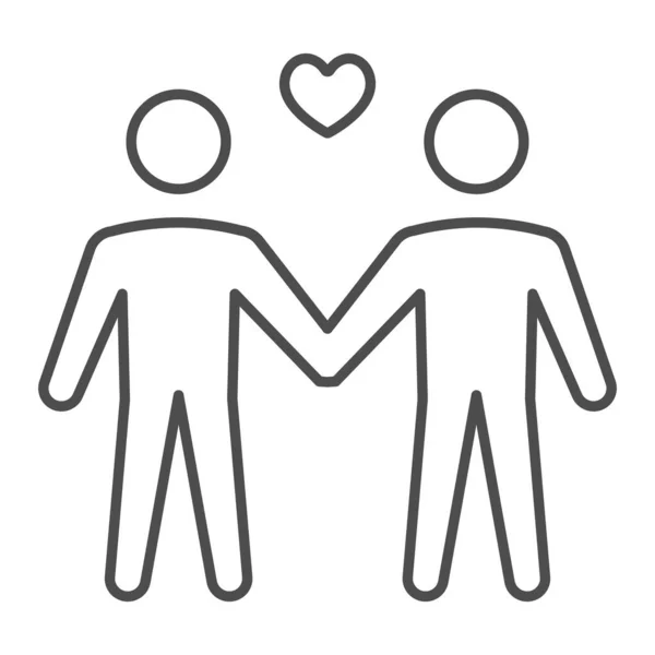 Gay ζευγάρι λεπτή γραμμή εικονίδιο, ΛΟΑΤ έννοια, Δύο άνδρες με την καρδιά σημάδι σε λευκό φόντο, ομοφυλόφιλος εικονίδιο ζευγάρι σε περίγραμμα στυλ για την κινητή έννοια και web design. Διανυσματικά γραφικά. — Διανυσματικό Αρχείο