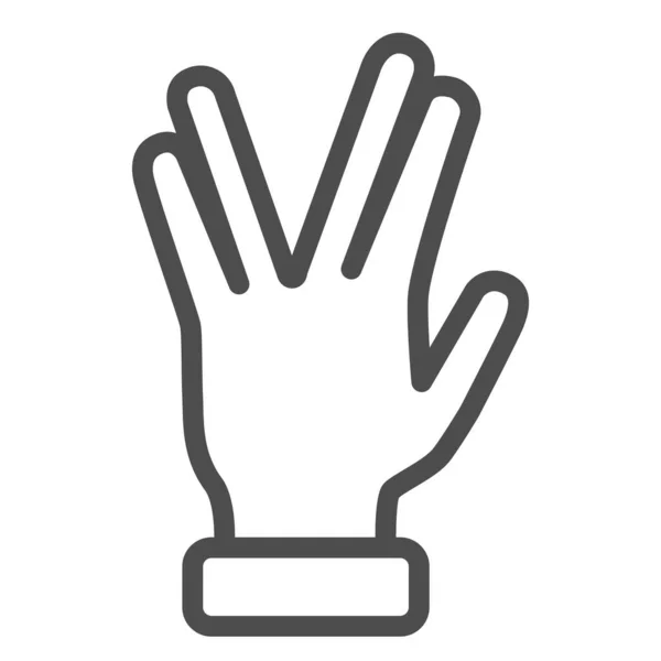 Dört parmaklı jest çizgisi ikonu, jest konsepti, beyaz arka planda Vulkan selamlama el işareti, mobil ve web tasarımı için dört parmaklı simge. Vektör grafikleri. — Stok Vektör