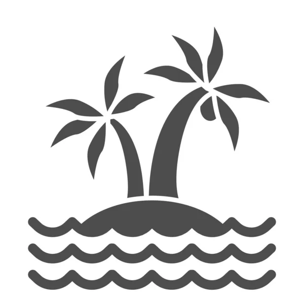 Острів з пальмами суцільна ікона, пляжна концепція, знак тропічного острова на білому тлі, значок кокосових пальм у стилі гліфів для мобільної концепції та веб-дизайну. Векторна графіка . — стоковий вектор