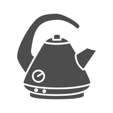 Elektrikli kettle katı ikonu, mutfak aksesuarı konsepti, beyaz arka planda klasik stil işareti olan çaydanlık, mobil web için glifli çay ikonu yapmak için Kettle. Vektör grafikleri.