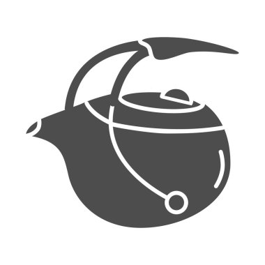 Japon infuser çaydanlığı katı ikonu, Çin çay seremonisi konsepti, beyaz arka planda Oval çay demliği tabelası, mobil konsept ve web tasarımı için glifli ikon. Vektör grafikleri.