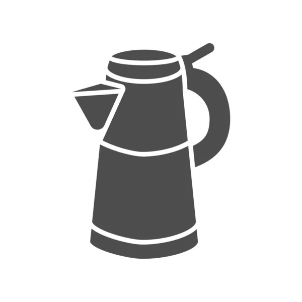 Geyser coffee maker solid icon, morning coffee conception, Turkish coffee kettle sign on white background, Moka pot icon in glyph style for mobile concept and web design. 벡터 그래픽. — 스톡 벡터