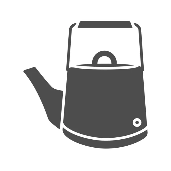 Винтажный стиль чайник твердый значок, чаепитие концепции, прямой формы чайник в стиле ретро знак на белом фоне, Кухня чайник значок в стиле глиф для мобильных телефонов, веб. Векторная графика . — стоковый вектор