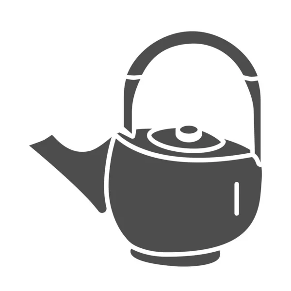 Ícone sólido de bule de cerâmica, conceito de cerimônia de chá chinês, sinal de bule japonês no fundo branco, chaleira para fazer o ícone de chá verde no estilo glifo para celular e web. Gráficos vetoriais . —  Vetores de Stock
