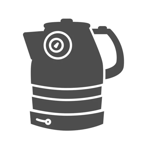 电水壶固体图标，家用电器概念，白底茶壶标志，电水壶加热图标，移动风格，网页设计。矢量图形. — 图库矢量图片