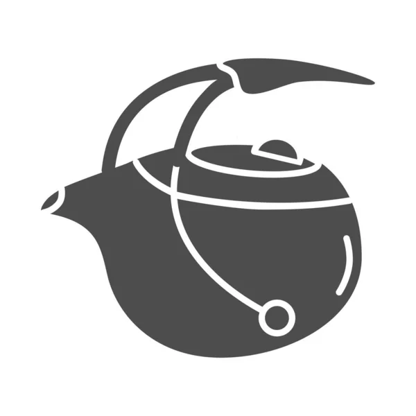 Théière japonaise icône solide infuseur, concept de cérémonie du thé chinois, panneau de théière ovale sur fond blanc, icône de bouilloire dans le style glyphe pour concept mobile et web design. Graphiques vectoriels . — Image vectorielle