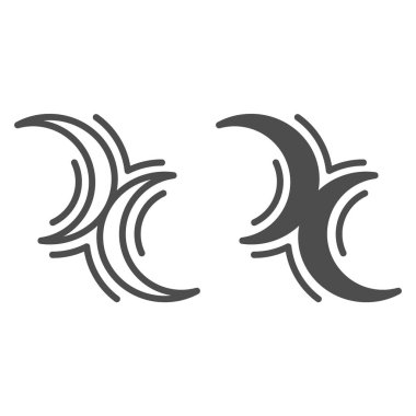 Biseksüel Onur sembolü ve katı ikon, LGBT konsepti, beyaz arka planda biseksüellik işareti, mobil konsept ve web tasarımı için ana hatlarda çifte ay simgesi. Vektör grafikleri.