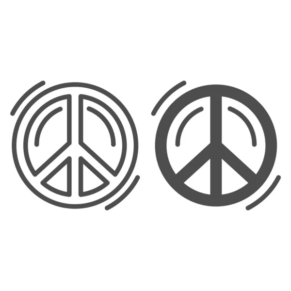 Pacifist symbol line and solid icon, Human rights and tolerance concept, Peace and no war sign on white background, Hippie sign in outline style for mobile concept and web design. Vector graphics. — Stock Vector