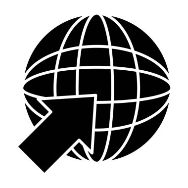 Web solid icon. Globe with arrow sign vector illustration isolated on white. Network glyph style design, designed for web and app. Eps 10.