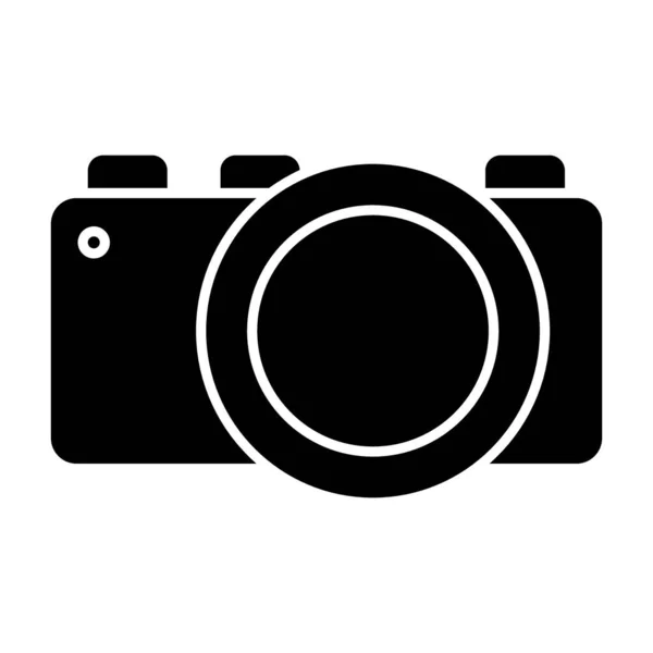 Photo camera solid con. Photography vector illustration isolated on white. Digital camera glyph style design, designed for web and app. Eps 10. — Stock Vector