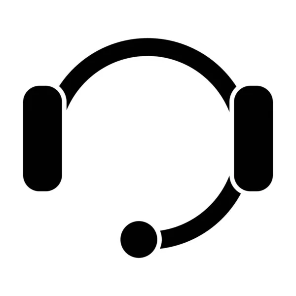 Headset com microfone ícone sólido. Ilustração sem fio do vetor do fone de ouvido isolado no branco. Apoie o projeto do estilo do glyph, projetado para a correia fotorreceptora e o app. Eps 10 . — Vetor de Stock
