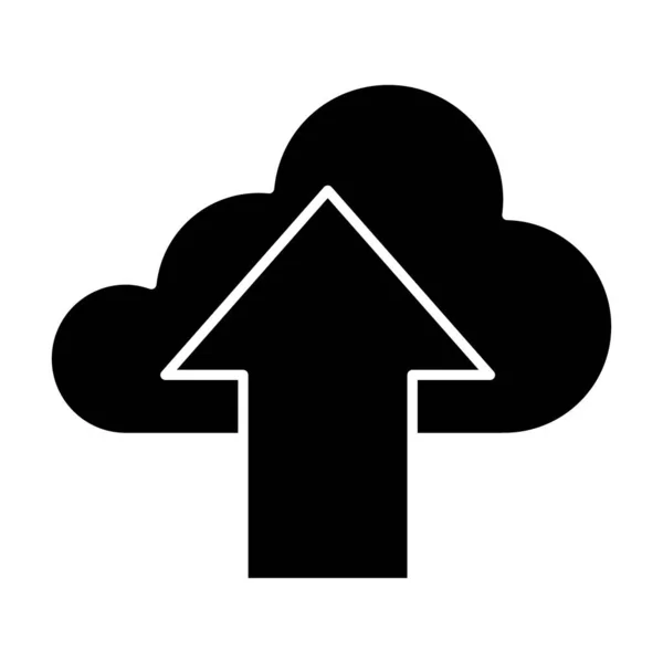 Descargar en nube icono sólido. Nube con ilustración vectorial de flecha aislada en blanco. Diseño de estilo glifo de datos, diseñado para web y aplicación. Eps 10 . — Archivo Imágenes Vectoriales