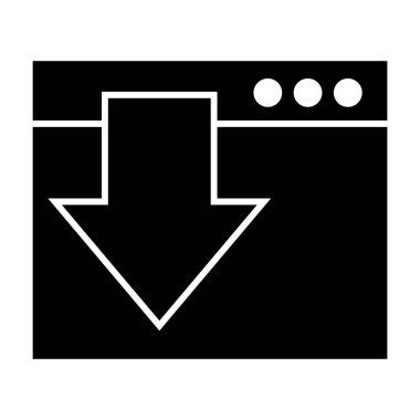 Landing page solid icon. Download page vector illustration isolated on white. Website and arrow glyph style design, designed for web and app. Eps 10.