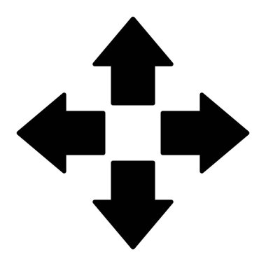Four arrows solid icon. Direction vector illustration isolated on white. Pointer glyph style design, designed for web and app. Eps 10.