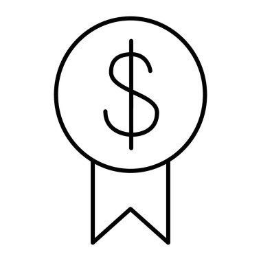 Dollar and ribbon thin line icon. Money vector illustration isolated on white. Dollar sign outline style design, designed for web and app. Eps 10.