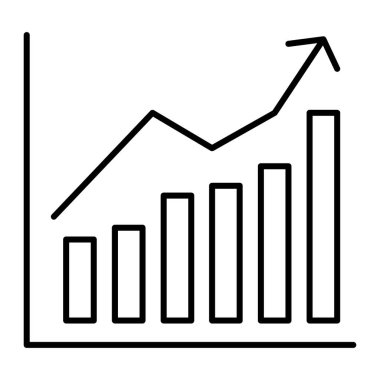 Growing graphic thin line icon. Growth stocks vector illustration isolated on white. Increase chart outline style design, designed for web and app. Eps 10.