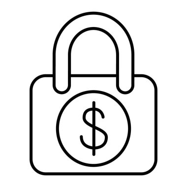 Locked dollar thin line icon. Lock with dollar sign vector illustration isolated on white. Padlock with dollar outline style design, designed for web and app. Eps 10.