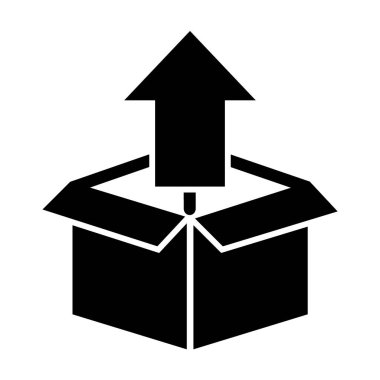 Unpacking solid icon. Box with up arrow vector illustration isolated on white. Unboxing glyph style design, designed for web and app. Eps 10.