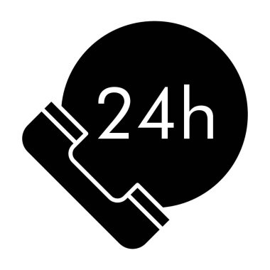 24 hours service solid icon. 24 hours delivery vector illustration isolated on white. Phone and 24 hours deliver glyph style design, designed for web and app. Eps 10.