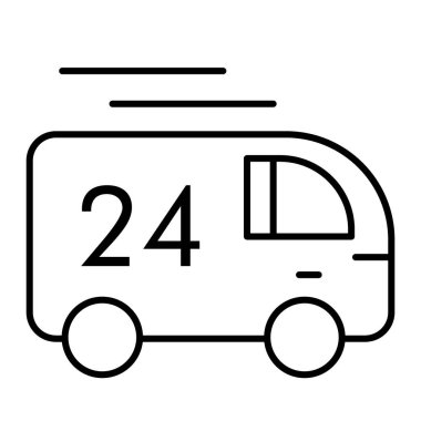24 hour delivery thin line icon. Truck delivery vector illustration isolated on white. Cargo deliver outline style design, designed for web and app. Eps 10.