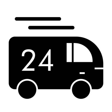 24 hour delivery solid icon. Truck delivery vector illustration isolated on white. Cargo deliver glyph style design, designed for web and app. Eps 10.