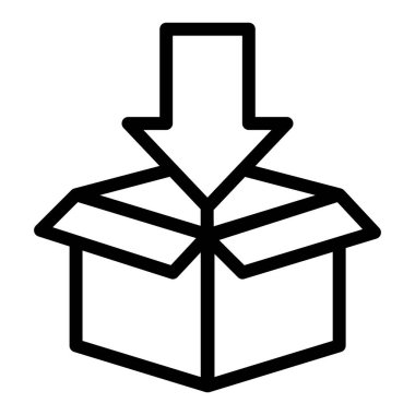 Box with arrow down line icon. Cardboard packaging vector illustration isolated on white. Cargo pack outline style design, designed for web and app. Eps 10.