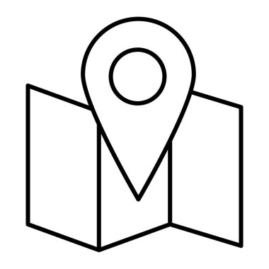 Map with pin thin line icon. Location vector illustration isolated on white. Map with pin marker outline style design, designed for web and app. Eps 10.