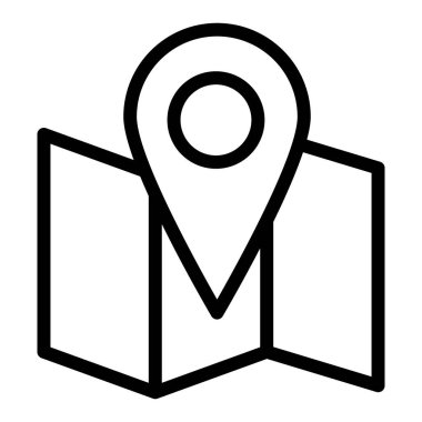 Map with pin line icon. Location vector illustration isolated on white. Map with pin marker outline style design, designed for web and app. Eps 10.