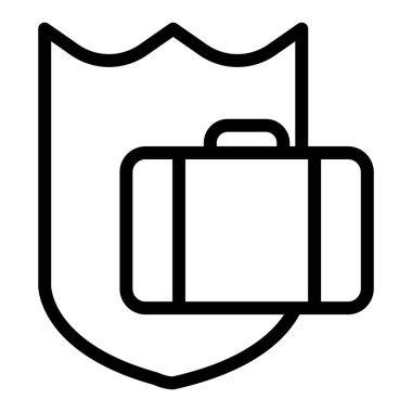Protection luggage line icon. Suitcase and shield vector illustration isolated on white. Safe cargo outline style design, designed for web and app. Eps 10.